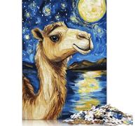Rompecabezas de Camello bajo una Noche Estrellada, 1000 Piezas (26 x 38 cm), cartón 100% Reciclado, Ideal para el Día de la Madre.