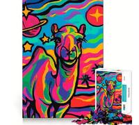 Rompecabezas de Camello psicodélico en el Espacio, 1000 Piezas para Adultos, Juguete para ejercitar la Mente, Momento de Paz, Arte de Corte nítido, Coleccionable 38x26cm