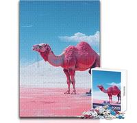 Rompecabezas de Camello Rosa en un Paisaje Surrealista para Adultos, 1000 Piezas, Divertido Juego de Aprendizaje para Entrenar el Cerebro, Gran Regalo Sorpresa único, tamaño 38x52cm