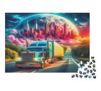 Rompecabezas de Camión Grande 1000 Piezas para Adultos y Niños | Juego Desafiante Camión en Carretera Cerca de Ciudad Cósmica Regalo de Decoración del Hogar 52x38cm/1000pcs