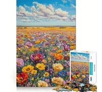 Rompecabezas de campo de flores silvestres vibrantes para adolescentes,1000 piezas,divertido juego de memoria,superficie lisa sin rebabas,regalo de cumpleaños,juguete para ejercitar la mente (50x75cm)