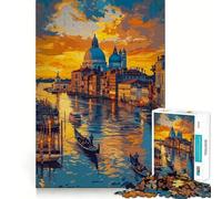 Rompecabezas de Canales con Puesta de Sol en Venecia,1000 Piezas,Divertido,de Calidad Profesional,Ideal para ejercitar la Mente Actividad Mental (38x52cm)