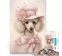 Rompecabezas de caniche Blanco con Sombrero 1000 Piezas para Adolescentes Juego para estimular la Mente Montaje Firme y Seguro Actividad Divertida para Toda la Familia (50x75cm)