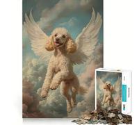 Rompecabezas de caniche con alas de ángel de 1000 Piezas para Adolescentes Mejora la Memoria, se relaja, Bordes precisos, Regalo Creativo (50x75cm)