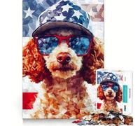 Rompecabezas de caniche patriótico para Adolescentes, 1000 Piezas, Juguete Mental, Entretenimiento, Corte Premium, Regalo Original (38x26cm)
