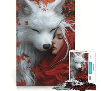 Rompecabezas de Caperucita Roja y el Lobo Blanco para Adolescentes, 1000 Piezas, Juguete para ejercitar la Mente, Arte para Relajarse, (50x75cm)