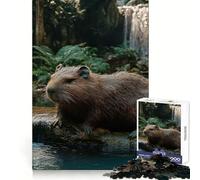 Rompecabezas de Capibara en un exuberante Entorno de Cascada para Adolescentes, 1000 Piezas, Pensamiento estratégico, interacción Suave, Ajuste preciso, (38x52cm)