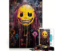 Rompecabezas de Caras sonrientes aterradoras en Forma de V, 1000 Piezas para Adultos, para ejercitar la Mente y aliviar el estrés Decoración de Pared con Bordes precisos (38x26cm)