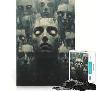 Rompecabezas de Caras surrealistas en Pintura Oscura para Adultos, 1000 Piezas, Juguete Que desafía la Mente, Pieza de colección de Arte de Corte nítido 38x26cm