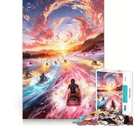 Rompecabezas de Carreras de Motos acuáticas al Atardecer, 1000 Piezas, para Adolescentes, Juguete Inteligente, pasatiempo en casa, Corte preciso, Regalo Original 50x75cm