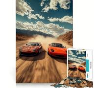 Rompecabezas de Carreras en el Desierto con Autos Deportivos Rojos para Adultos, 1000 Piezas, para Fortalecer la Memoria, Divertido, de Calidad, Elegante, Regalo (38x52cm)