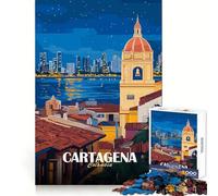 Rompecabezas de Cartagena, Colombia, de Noche, 1000 Piezas, para Adolescentes, para estimular la Mente, Relajarse, divertirse, Uniforme, pensado para Navidad (50x75cm)