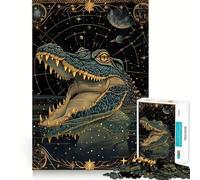 Rompecabezas de Cartas del Tarot del cocodrilo acuático Juego de Memoria Mental de 1000 Piezas Manualidades de Corte de Alta precisión desafío Cerebral Interactivo para el hogar (50x75cm)
