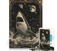 Rompecabezas de Cartas del Tarot del tiburón Blanco para Adolescentes 1000 Piezas Divertido Juego de Memoria Superficie Lisa sin Rebabas Regalo de cumpleaños Juguete para ejercitar la Mente (50x75cm)