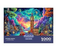 Rompecabezas de cartón 100% Reciclado con Escena de Londres en Invierno y Torre del Reloj. 1000 Piezas para Adultos. Bellamente ilustrado. Único. 52 x 38 cm/1000 Piezas.