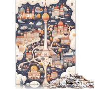 Rompecabezas de cartón 100% Reciclado con ilustración de Paisaje Urbano de Berlín, Ideal para aliviar el estrés, Ideal para Adultos y niños, 1000 Piezas (26 x 38 cm)