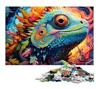 Rompecabezas de cartón Art Chameleon de 1000 Piezas para Adultos y Adolescentes, cumpleaños y Vacaciones, 26x38cm/10,23x14,96 Pulgadas.
