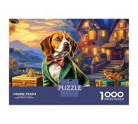 Rompecabezas de cartón Beagle de 1000 Piezas con diseño de Pueblo Festivo, sin Polvo, Ideal para niños y Adultos, cumpleaños, para Actividades, 1000 Piezas (38 x 26 cm)