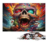 Rompecabezas de cartón de 1000 piezas con diseño de calavera psicodélica colorida para adultos, ideal para decoración del hogar, entrenamiento mental y regalos navideños, 26x38cm/10,23x14,96 pulgadas.