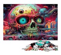 Rompecabezas de cartón de 1000 Piezas con diseño de Calavera psicodélica futurista y Colorida, Ideal para Decorar, para Adultos, Familia 26x38cm/10,23x14,96 Pulgadas.