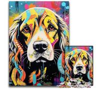 Rompecabezas de cartón de 1000 Piezas con diseño de Cocker Spaniel Graffiti para Adultos y Adolescentes, cumpleaños y Vacaciones, 26x38cm/10,23x14,96 Pulgadas.