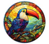 Rompecabezas de cartón de 1000 Piezas con diseño de tucán de vitrales para Adultos, Ideal para divertirse en Familia Fiestas y cumpleaños 67,5 x 67,5 cm.