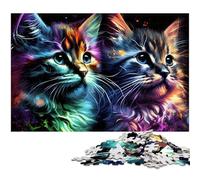 Rompecabezas de cartón de 1000 Piezas con Gatitos para Adultos, Ideal para Relajarse, decoración del hogar, 26x38cm/10,23x14,96 Pulgadas.