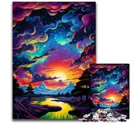 Rompecabezas de cartón de 1000 Piezas con Nubes de Colores en el Cielo. Un desafío para la Mente, una Actividad Familiar, decoración del hogar y un Regalo navideño de 26x38cm/10,23x14,96 Pulgadas.