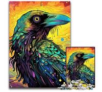 Rompecabezas de cartón de 1000 Piezas Cuervo Verde para Adultos y Adolescentes, cumpleaños y Vacaciones, 26x38cm/10,23x14,96 Pulgadas.
