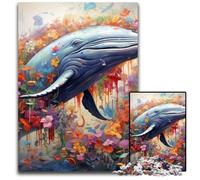 Rompecabezas de cartón de 1000 Piezas de Ballena Azul, Ideal para Decorar, para Adultos, Familia 26x38cm/10,23x14,96 Pulgadas.