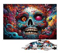 Rompecabezas de cartón de 1000 Piezas de Calavera misteriosa y Colorida para Adultos, Ideal para decoración del hogar, Entrenamiento Mental y Regalos navideños, 26x38cm/10,23x14,96 Pulgadas.