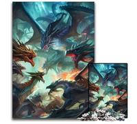 Rompecabezas de cartón de 1000 Piezas de Dragon Battle Royale para Adultos, Ideal para Adolescentes y coleccionistas, Regalo de Viaje, Actividad Familiar, 26x38cm (10,23x14,96 Pulgadas)