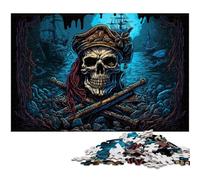 Rompecabezas de cartón de 1000 Piezas de Esqueleto Pirata para Adultos, decoración hogar o la Oficina, Ideal, 26x38cm/10,23x14,96 Pulgadas