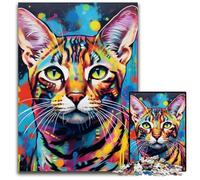 Rompecabezas de cartón de 1000 Piezas de Gato de Bengala para Adultos y Adolescentes, Regalo Ideal de cumpleaños y Vacaciones, 26x38cm/10,23x14,96 Pulgadas.