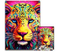 Rompecabezas de cartón de 1000 Piezas de Leopardo Amarillo y Rosa para Adultos, un Rompecabezas desafiante y Relajante para Adolescentes, 26x38cm/10,23x14,96 Pulgadas.