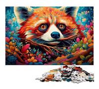 Rompecabezas de cartón de 1000 Piezas de Panda Rojo para Adultos, decoración hogar o la Oficina, Regalo Ideal de Navidad, 26x38cm/10,23x14,96 Pulgadas