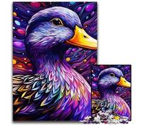Rompecabezas de cartón de 1000 Piezas de Pato Morado Colorido para Adultos, Juego de ingenio para Adolescentes, Fiestas, 26x38cm/10,23x14,96 Pulgadas.