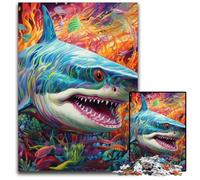 Rompecabezas de cartón de 1000 Piezas de tiburón para Adultos, Ideal para Decorar el hogar o la Oficina, 26x38cm/10,23x14,96 Pulgadas.