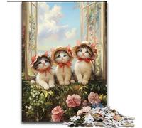 Rompecabezas de cartón de 1000 Piezas de Tres Gatitos, 26x38cm, Regalo para Adultos, Juego Interactivo Familiar, desafío Mental, Regalo