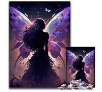 Rompecabezas de cartón de 1000 Piezas Mariposa Hada para Adultos, Amantes de los Viajes y Parejas, Juguete desafiante de 26x38cm/10,23x14,96 Pulgadas.