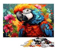 Rompecabezas de cartón de 1000 Piezas Papagay Flowers, Ideal para Relajarse y entretenerse, decoración del hogar, 26 x 38 cm / 10,23 x 14,96 Pulgadas.
