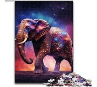 Rompecabezas de cartón de 1000 Piezas para Adultos, diseño de Elefante y Estrella. Un desafío para la Mente de Adolescentes, Ideal para la Familia y como Regalo de decoración del hogar (26x38cm).