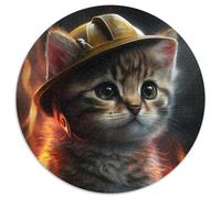 Rompecabezas de cartón de 1000 Piezas para Adultos, diseño de Gato Bombero, Ideal para Actividades Familiares, decoración del hogar, 67,5 x 67,5 cm