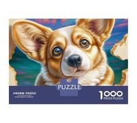 Rompecabezas de cartón Grueso y Liso de Welsh Corgi, 1000 Piezas, diseño de pétalos y Sonrisa Lateral para Adultos, Arte enmarcable, Actividad Familiar para un día lluvioso, 52 x 38 cm (1000 Piezas)