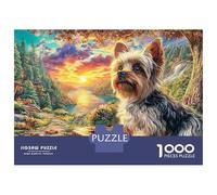 Rompecabezas de cartón Liso sin Polvo de 1000 Piezas con diseño de Yorkie Sunset Village para Adultos, Ideal para enmarcar, Ideal para un día lluvioso, para familias, 1000 Piezas, 70 x 50 cm.