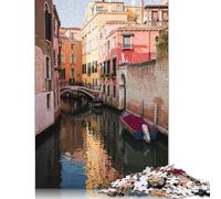 Rompecabezas de cartón Premium Canal al Atardecer en Venecia, Juego de Bricolaje, para Mujeres, Hombres, Día del Niño, 1000 Piezas (75 x 50 cm)