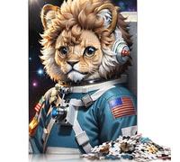 Rompecabezas de cartón Premium con un Lindo Astronauta y león, Divertido para Adultos y Adolescentes, 1000 Piezas (75 x 50 cm)