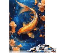 Rompecabezas de cartón Premium de Piscis, Koi Dorado, Zen, decoración única para el hogar, para Adultos y Adolescentes, 1000 Piezas (75 x 50 cm)