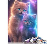Rompecabezas de cartón Premium Hermanos Gatos de Colores, Ideal para niños y Adultos a Partir de 12 años 1000 Piezas (26 x 38 cm).