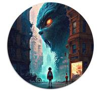 Rompecabezas de cartón Redondo de 1000 Piezas de Monstruos Gigantes para diversión Familiar, Vacaciones y Noches de Juegos interactivos (67,5 x 67,5 cm)